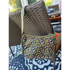 Disney Mickey Mouse Crossbody Shoulder Bag Green‎ Cartoon Adjustable Strap EUC